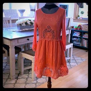 Beautiful peach embroidered dress size M
